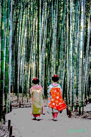 Geishas in bamboo forest 2